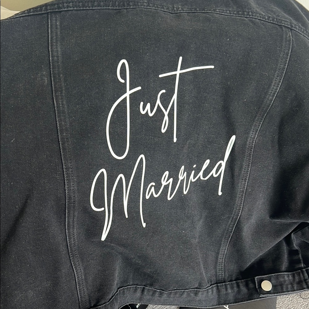 Black 'Just Married' Denim Jacket
